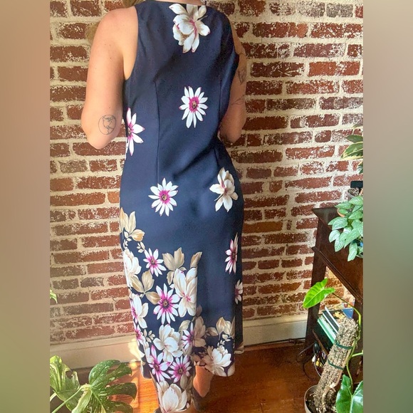 90s S.L Fashions navy blue floral maxi dress - Picture 4 of 9